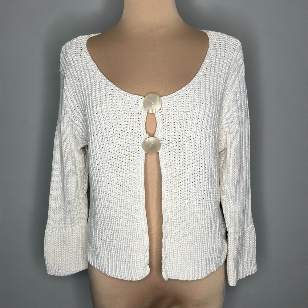 Vintage J. Jill Cardigan XL Petite Womens Heavy Knitted Cotton 2 Button 90s Y2K